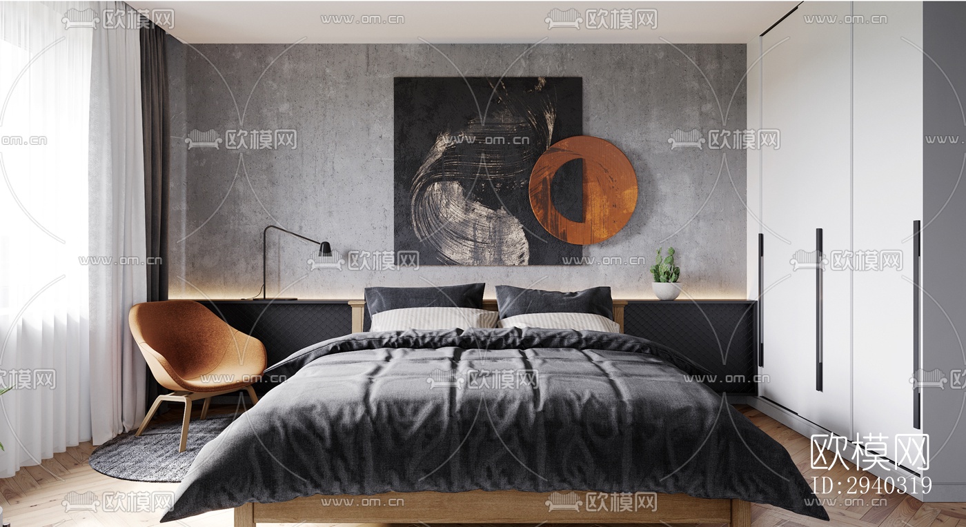 现代平层效果图下载（渲染图3）