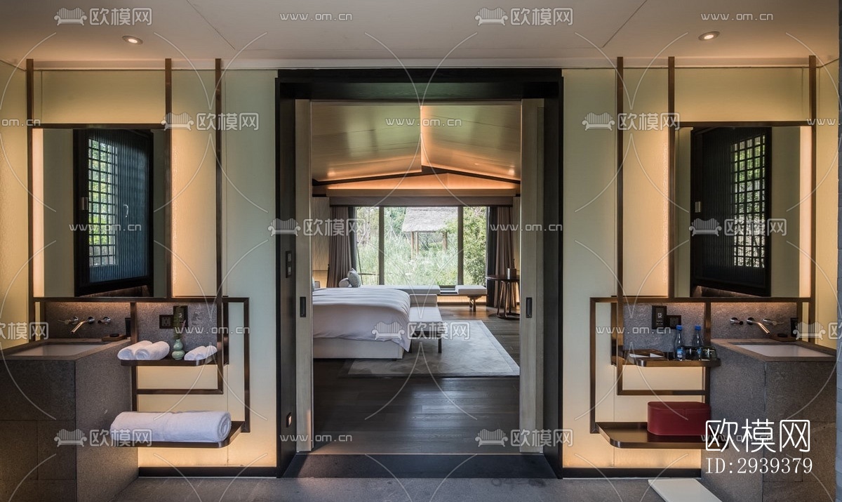 新中式酒店民宿效果图下载（渲染图9）