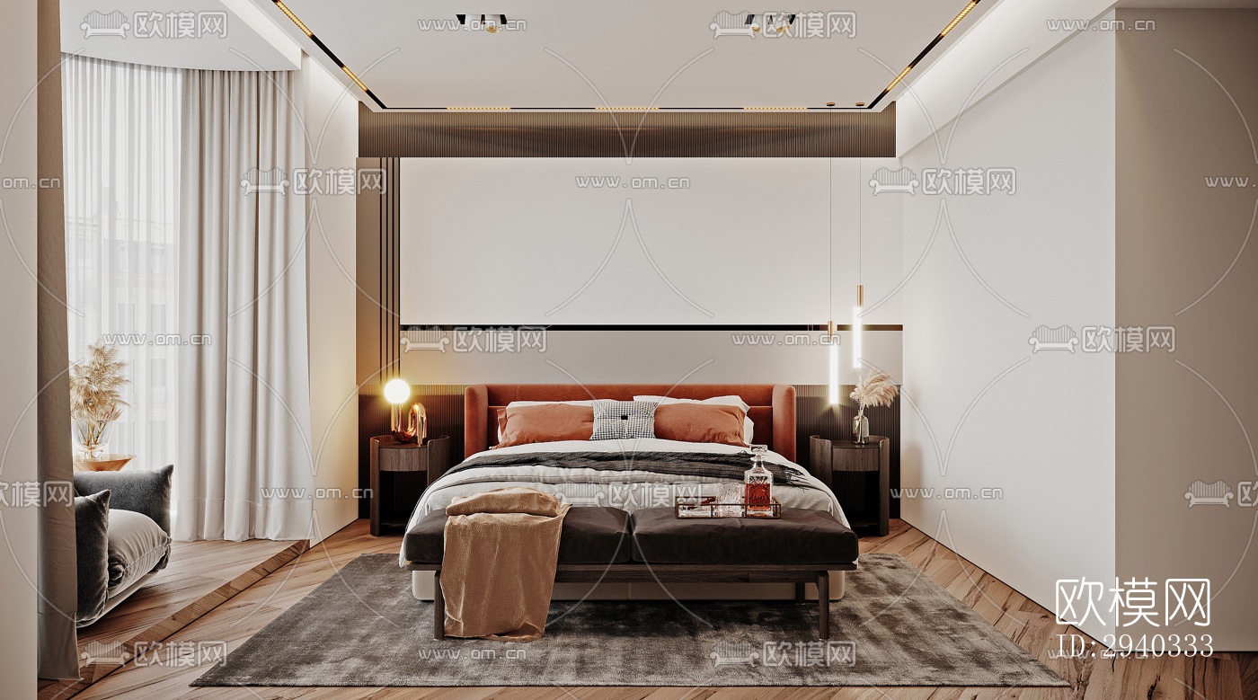 现代平层效果图下载（渲染图6）