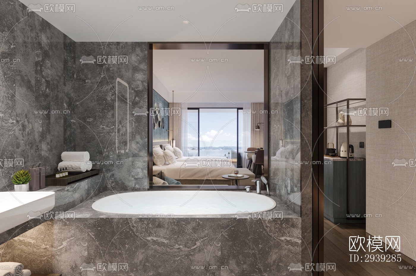 新中式酒店民宿效果图下载（渲染图3）