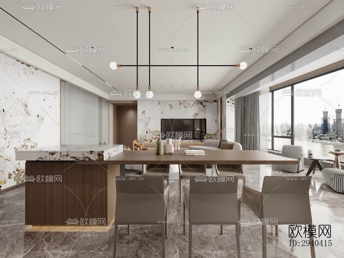 现代平层效果图下载（渲染图4）