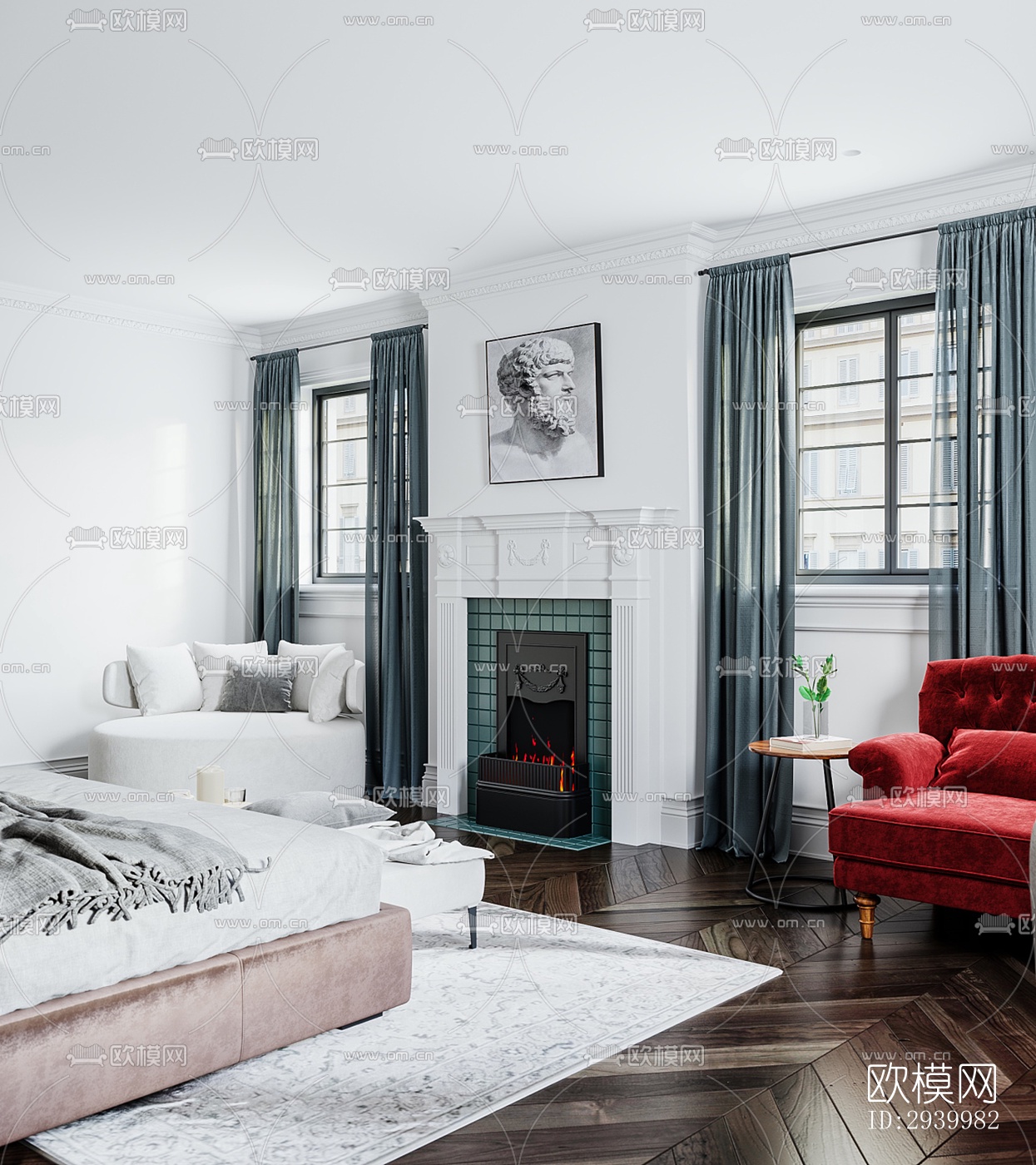 美式复式效果图下载（渲染图14）