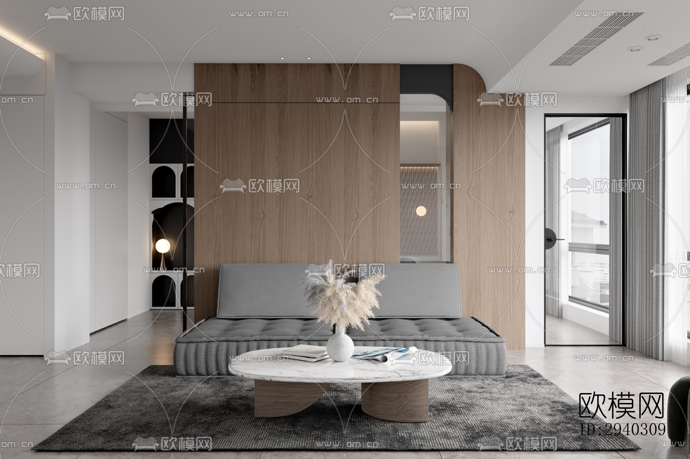 现代平层效果图下载（渲染图9）