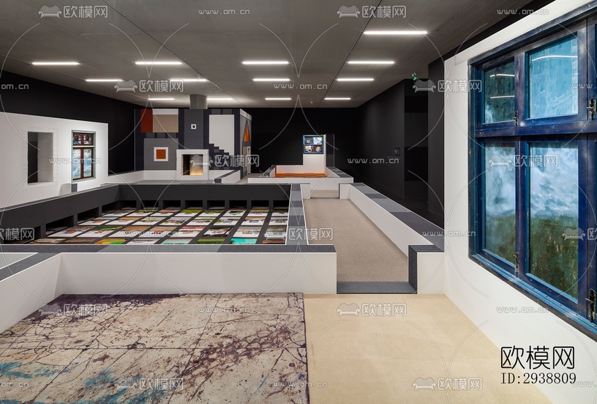 高级灰展览展厅效果图下载(渲染图15)