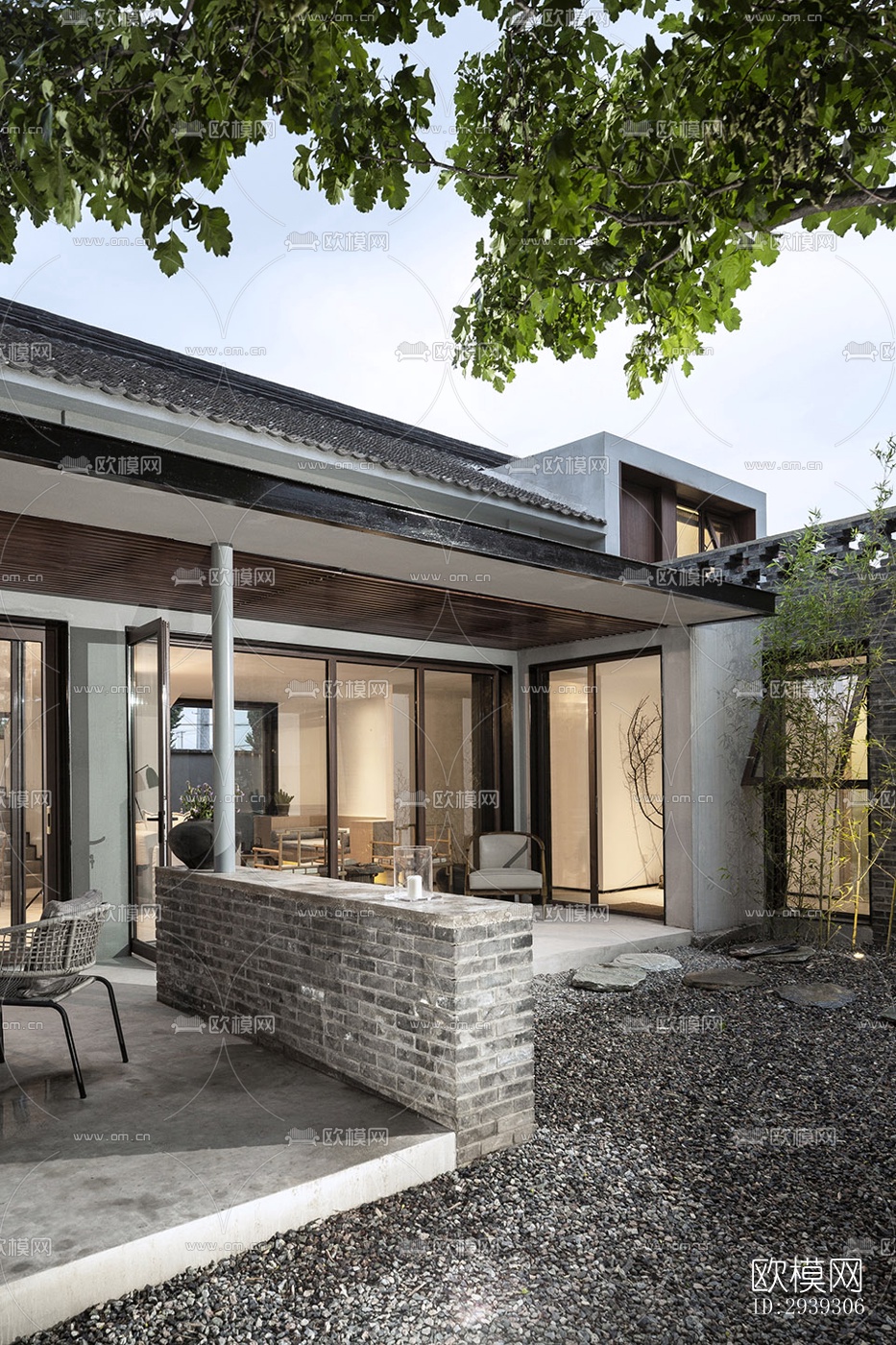 新中式酒店民宿效果图下载（渲染图3）