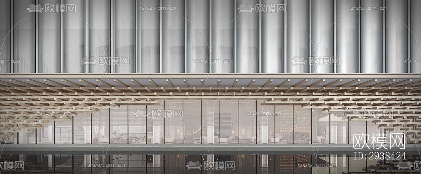 新中式售楼处效果图下载（渲染图13）