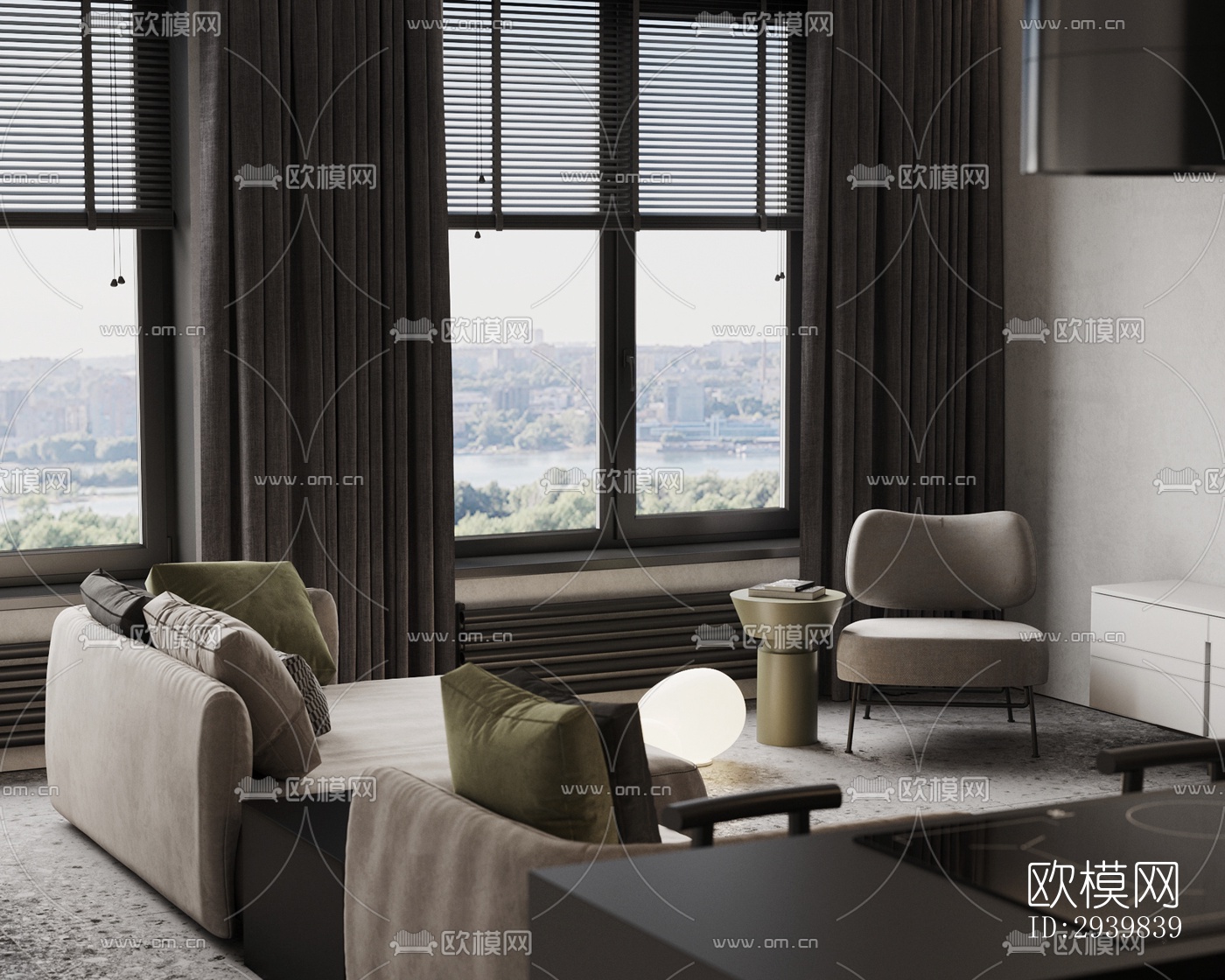 现代公寓效果图下载（渲染图7）