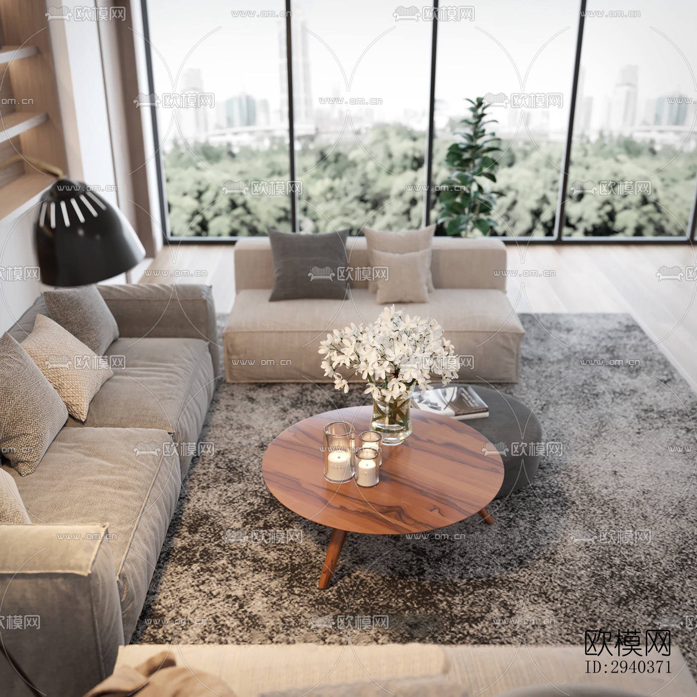 现代平层效果图下载（渲染图6）