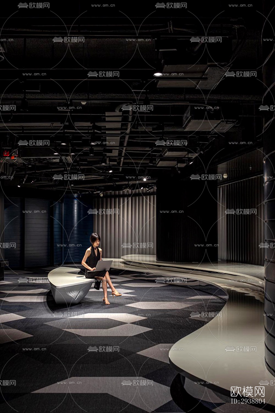 高级灰展览展厅效果图下载（渲染图10）