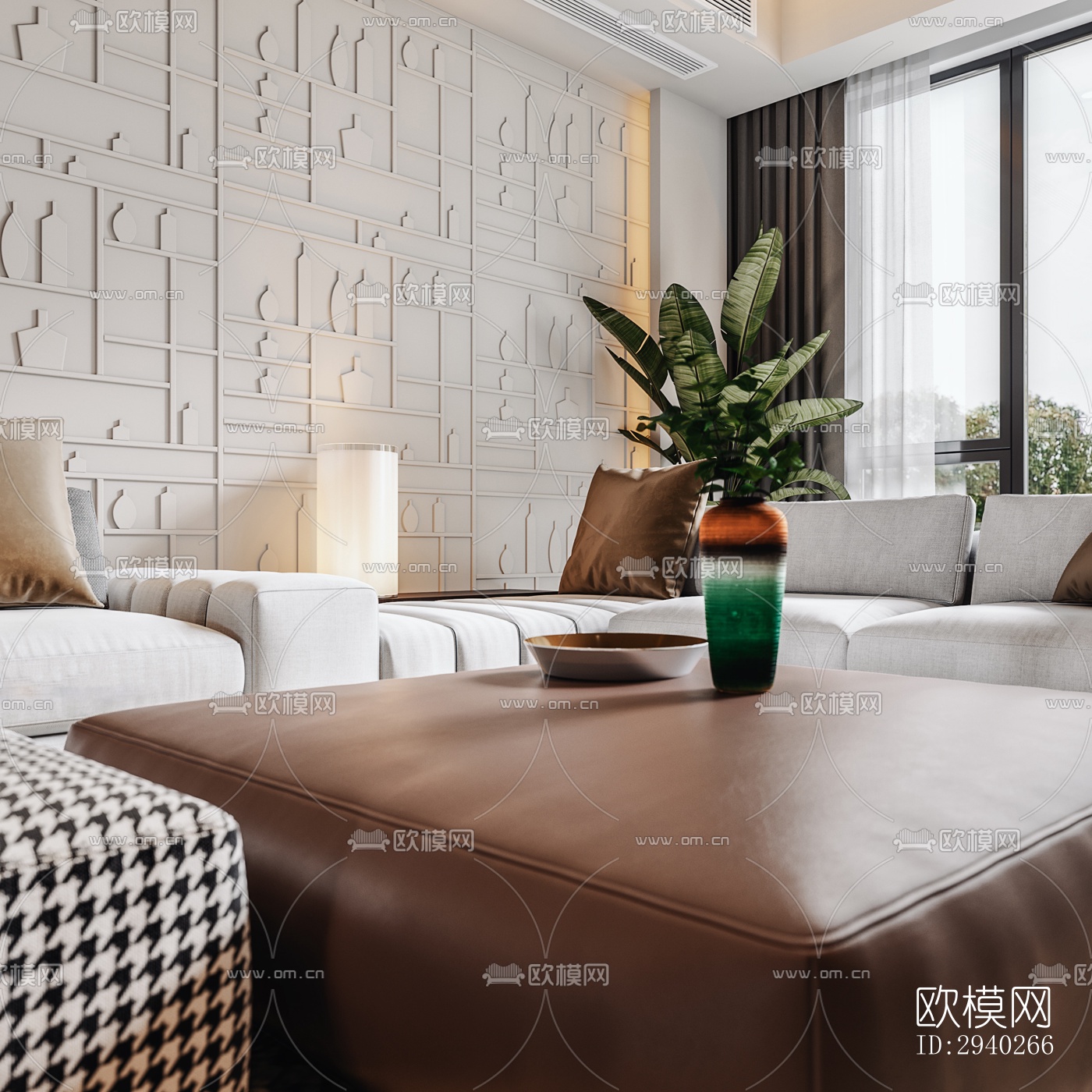 现代平层效果图下载（渲染图3）