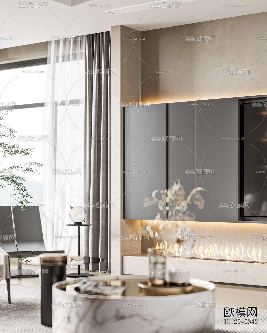 现代平层效果图下载（渲染图10）