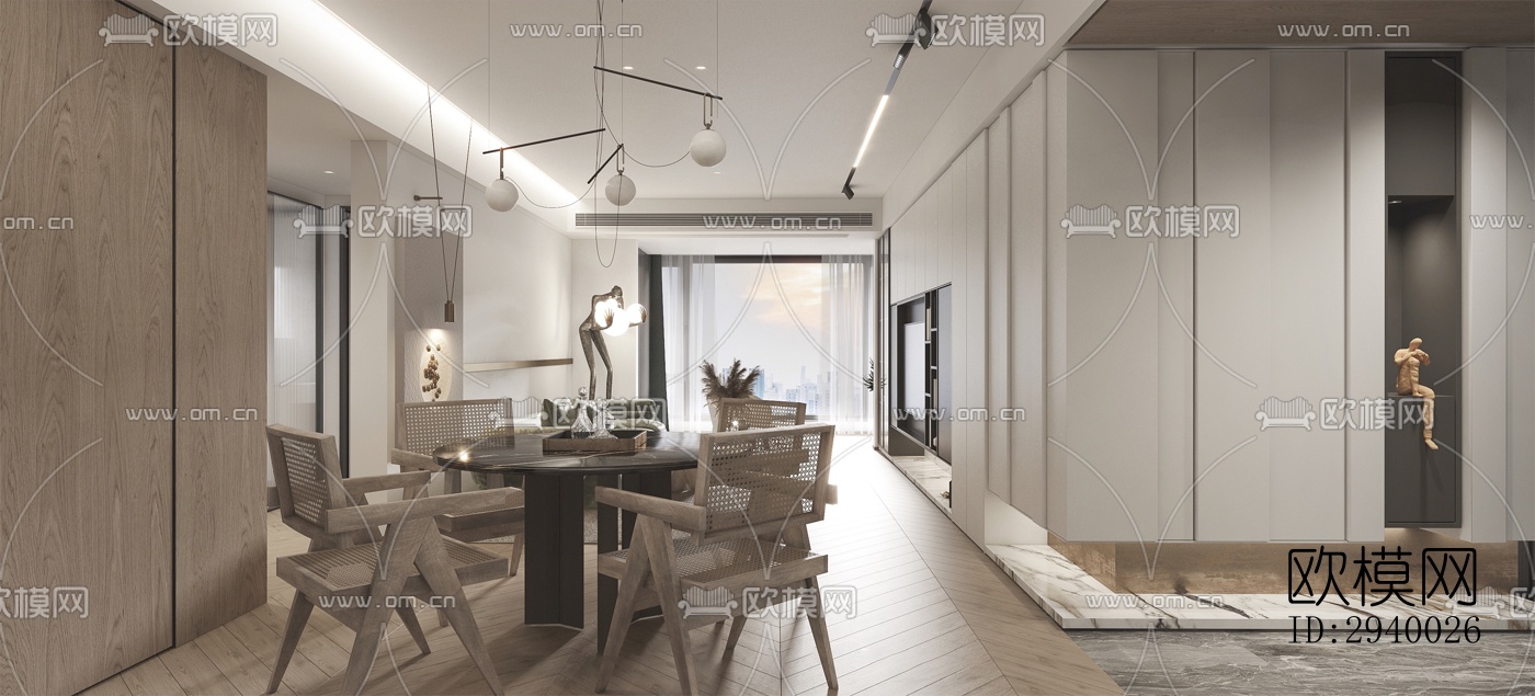 侘寂平层效果图下载（渲染图4）