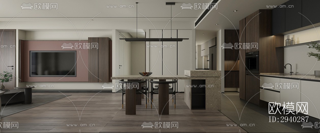 现代平层效果图下载（渲染图3）