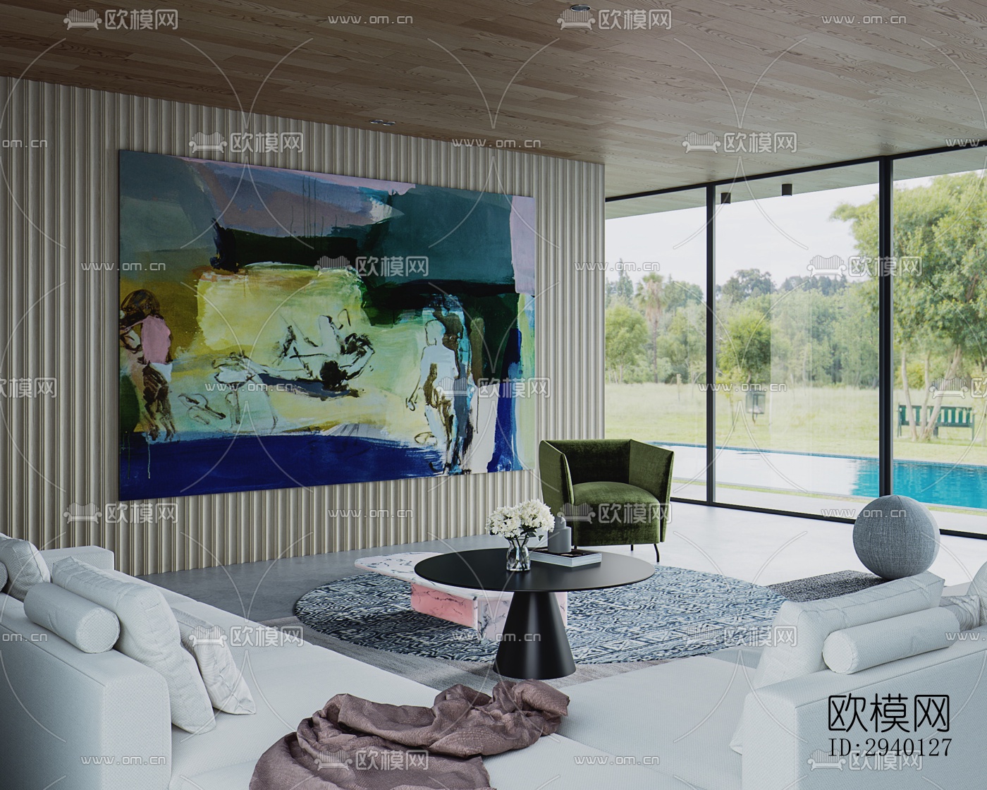 后现代平层效果图下载（渲染图6）