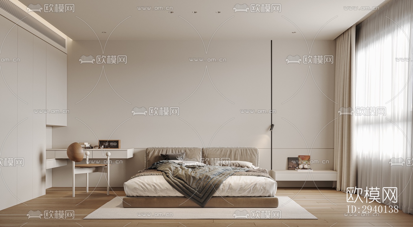 奶油风平层效果图下载（渲染图8）