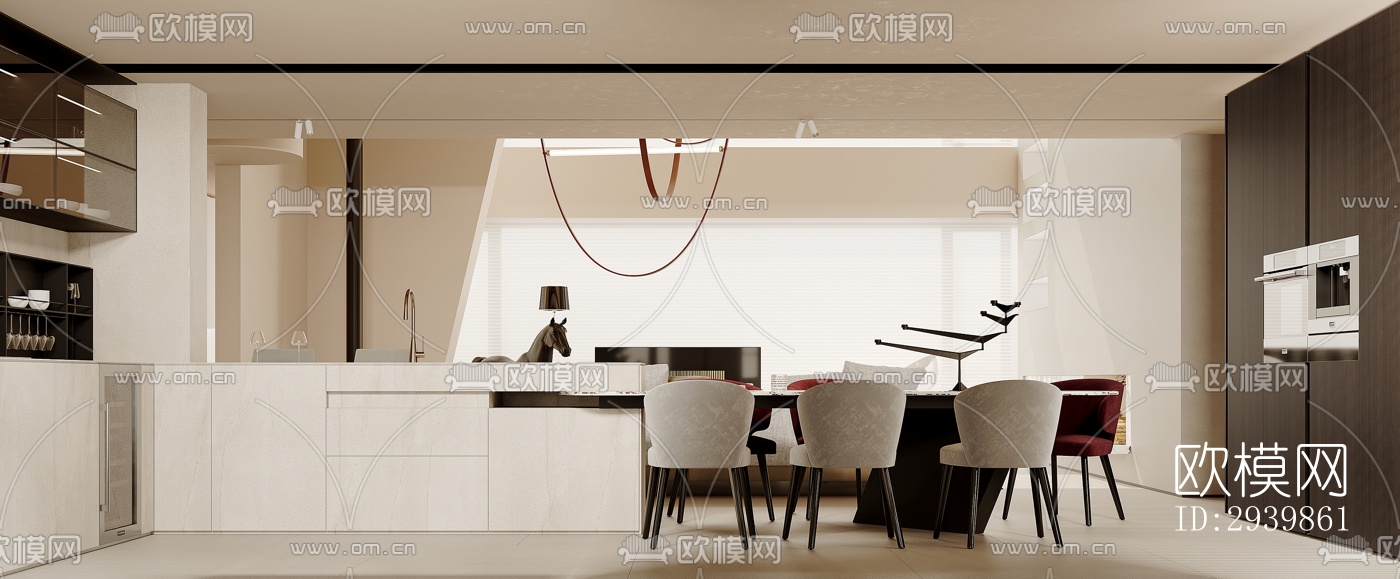 奶油风别墅效果图下载（渲染图10）