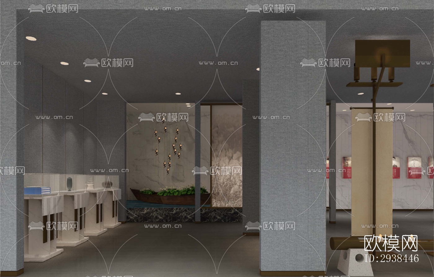 新中式售楼处效果图下载（渲染图7）