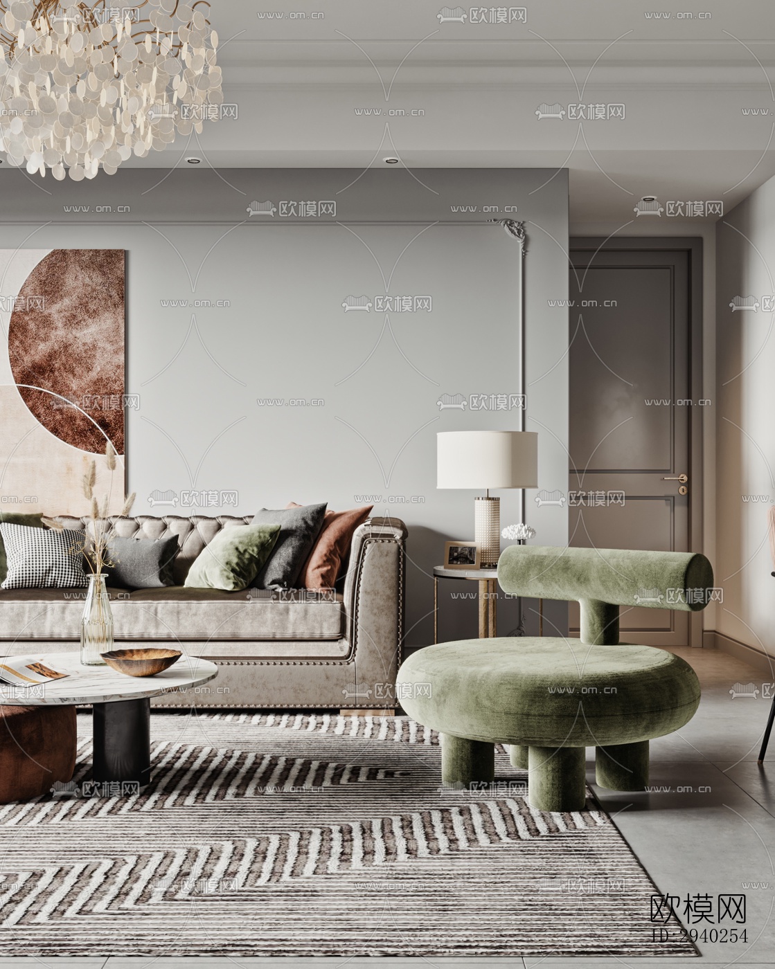 现代平层效果图下载（渲染图8）