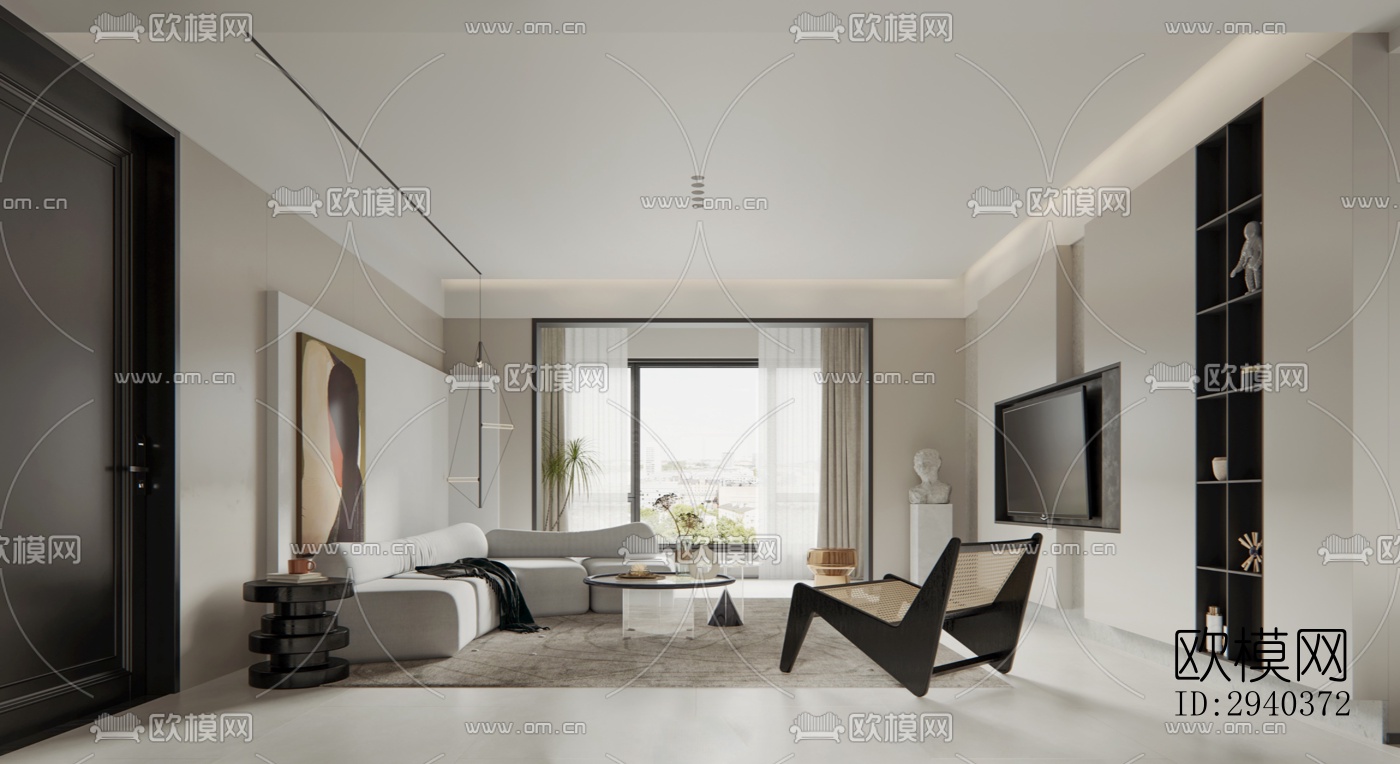 现代平层效果图下载（渲染图9）