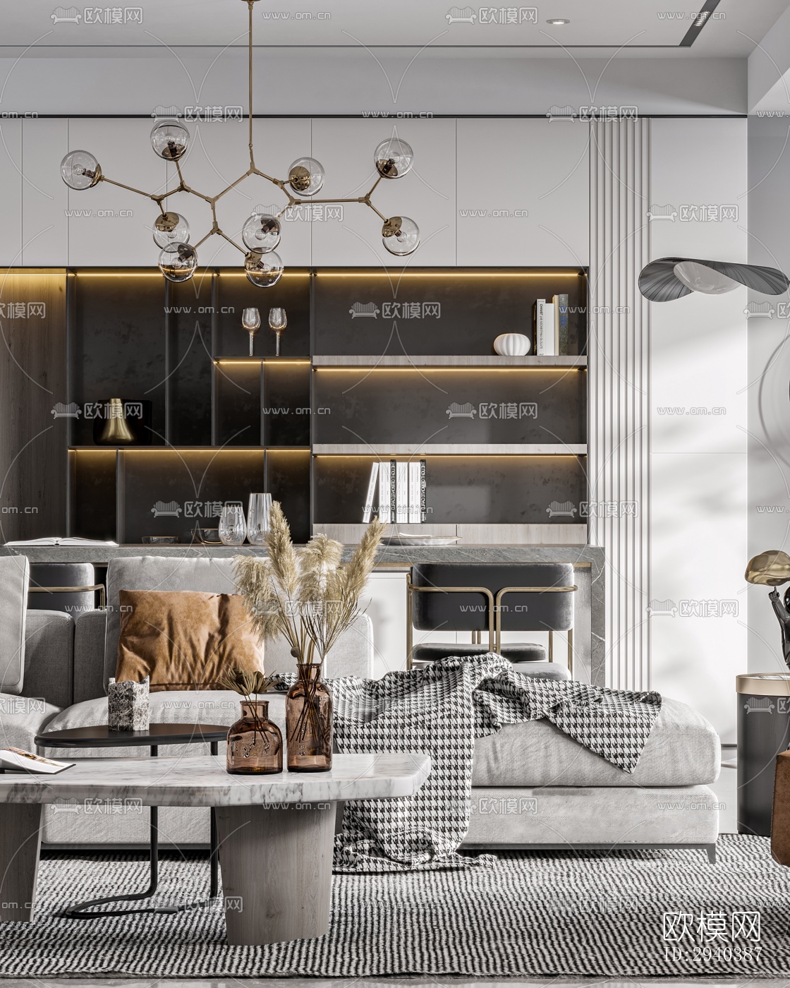 现代平层效果图下载（渲染图14）