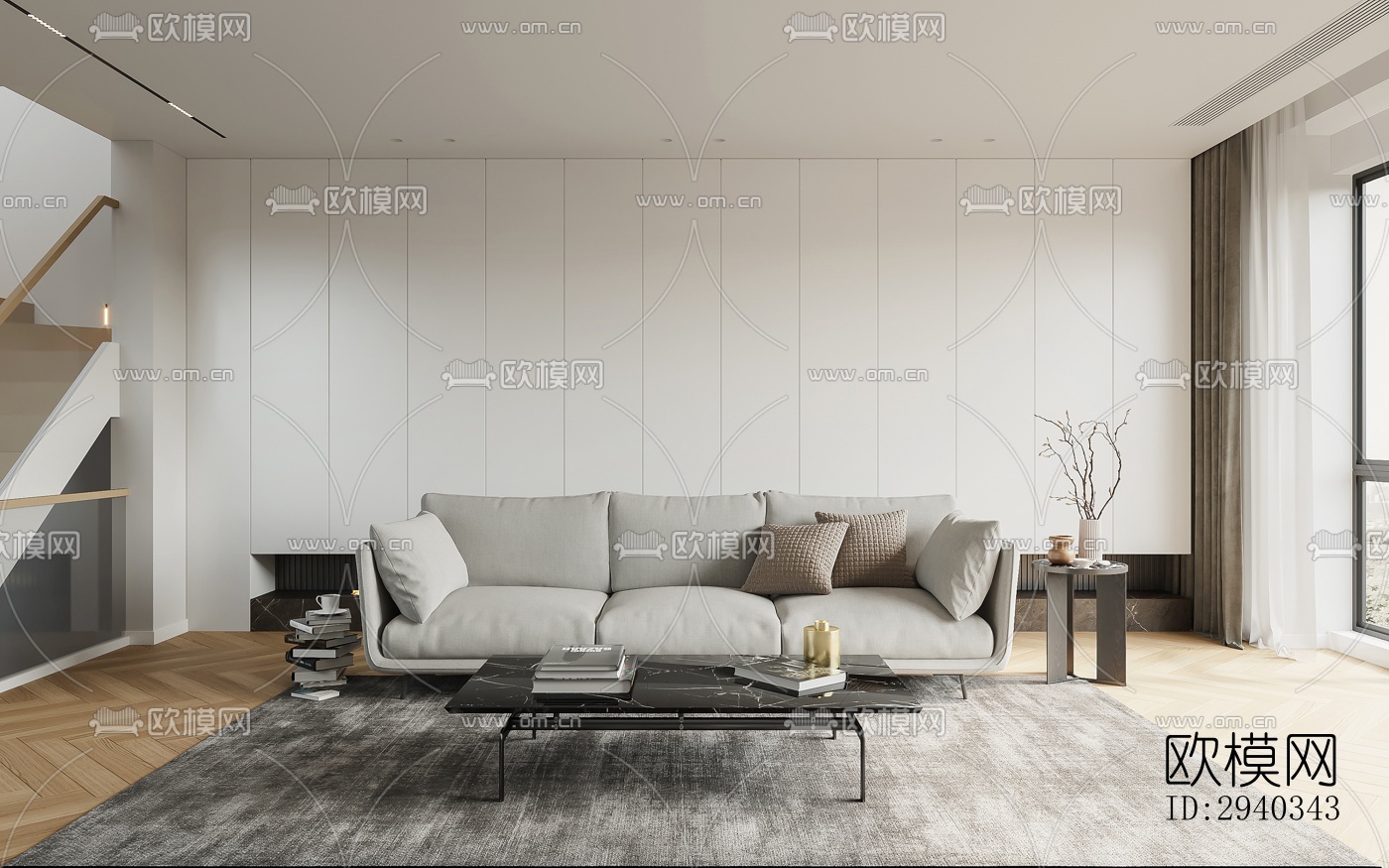 现代平层效果图下载（渲染图9）