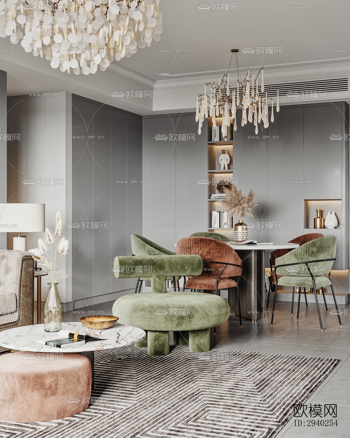 现代平层效果图下载（渲染图2）