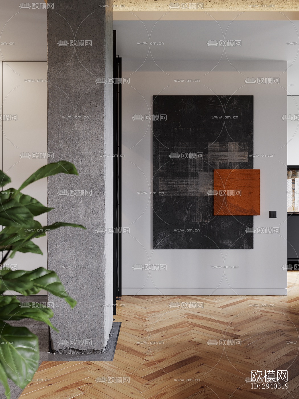 现代平层效果图下载（渲染图4）