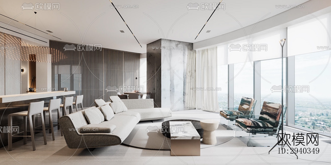 现代平层效果图下载（渲染图1）