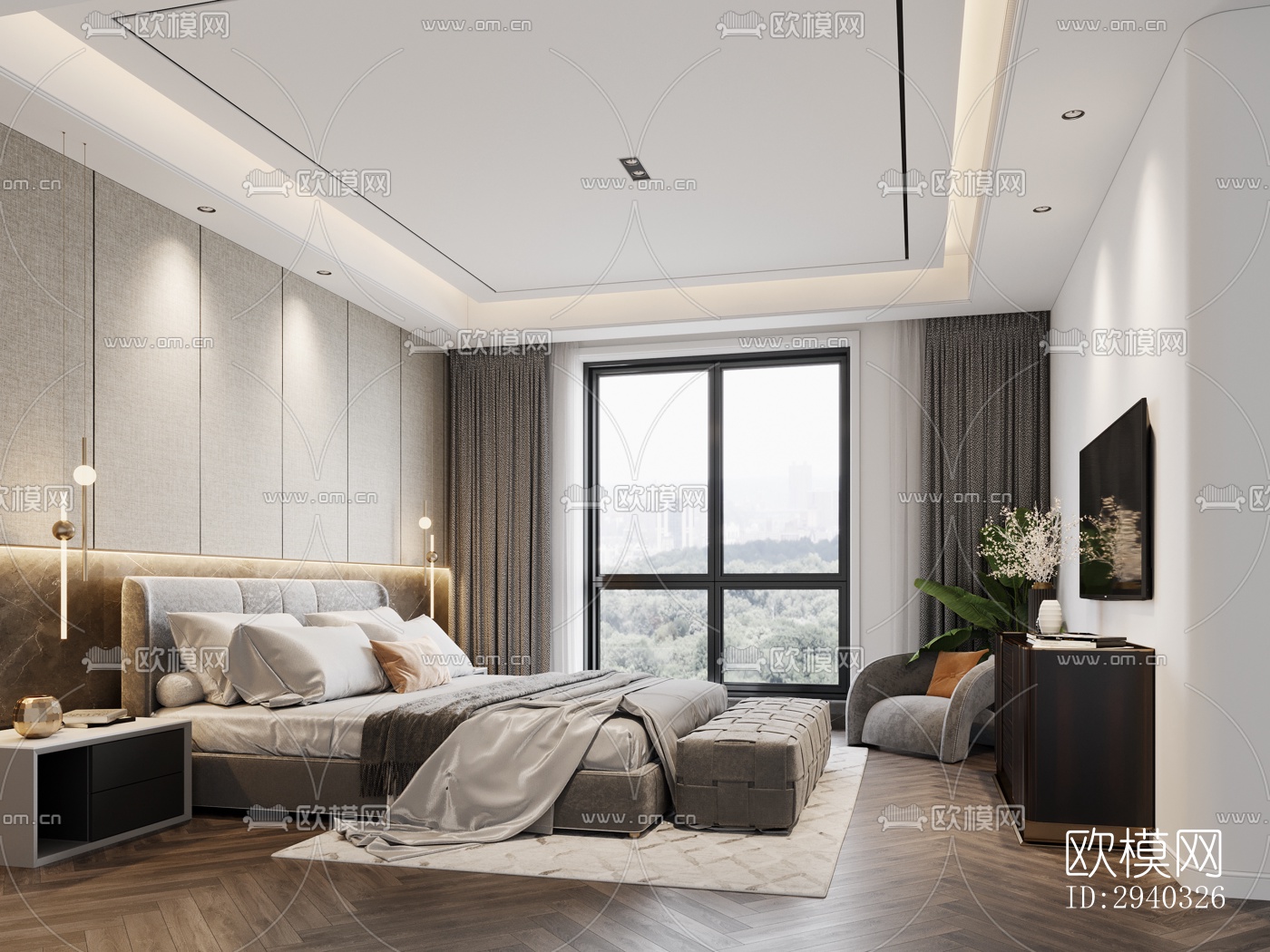 现代平层效果图下载（渲染图3）