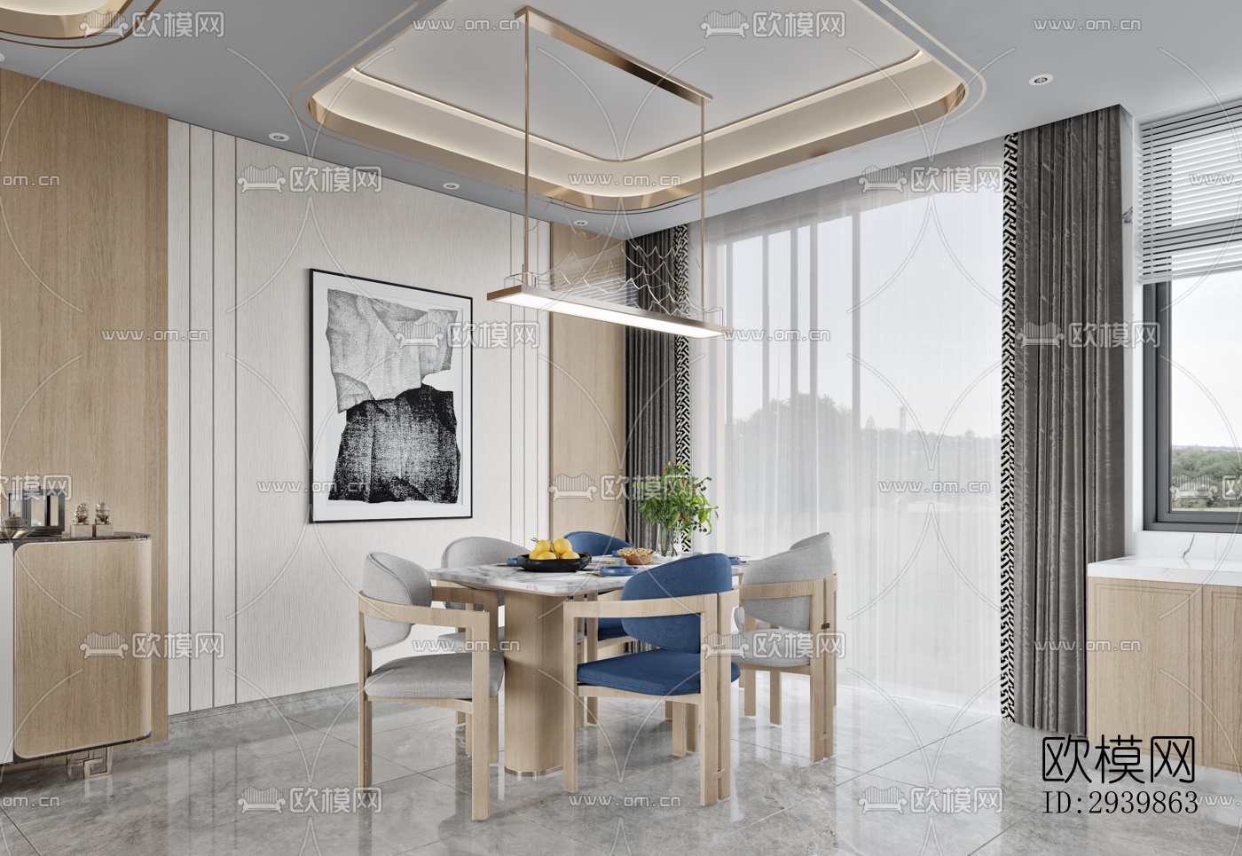 新中式别墅效果图下载（渲染图3）