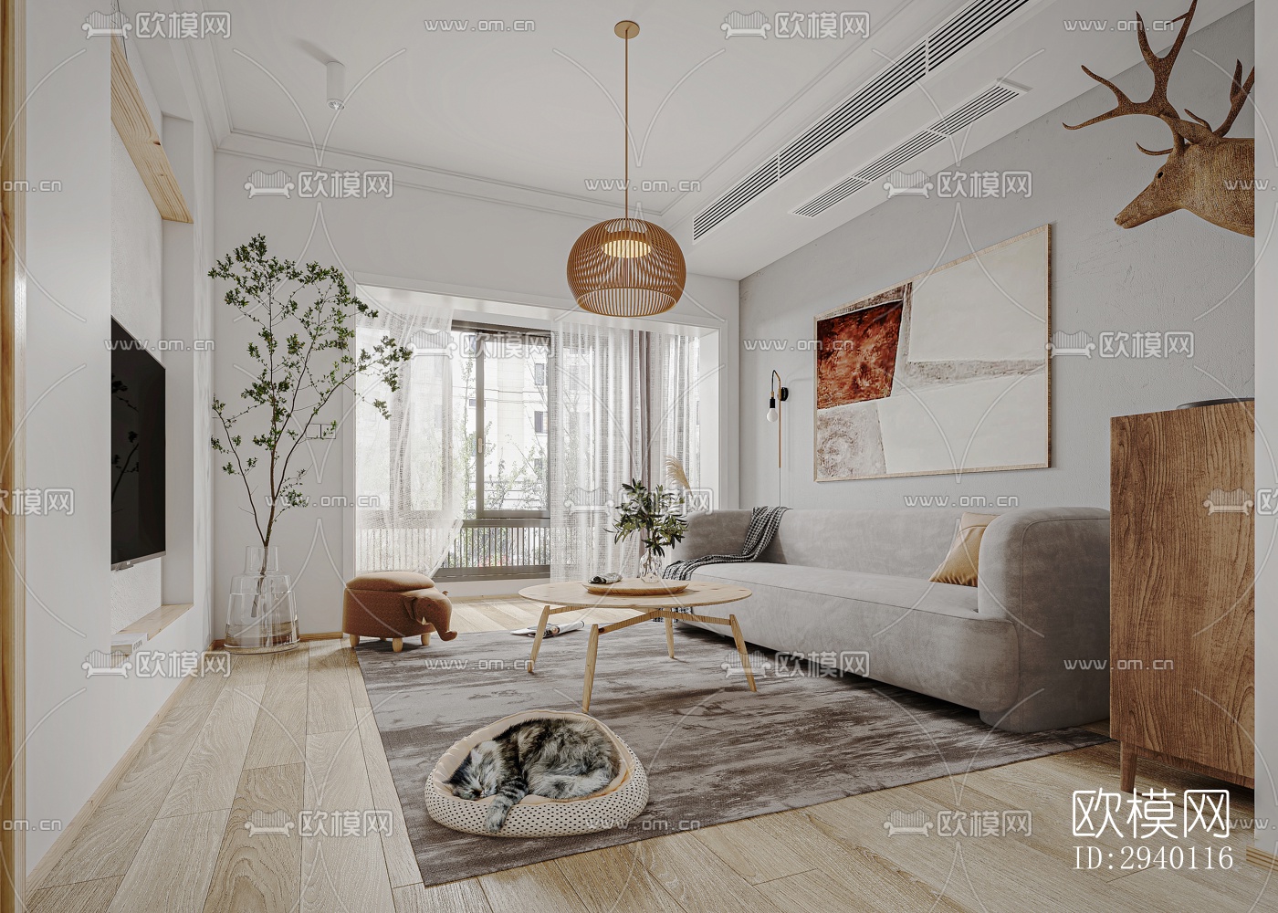 北欧平层效果图下载（渲染图1）