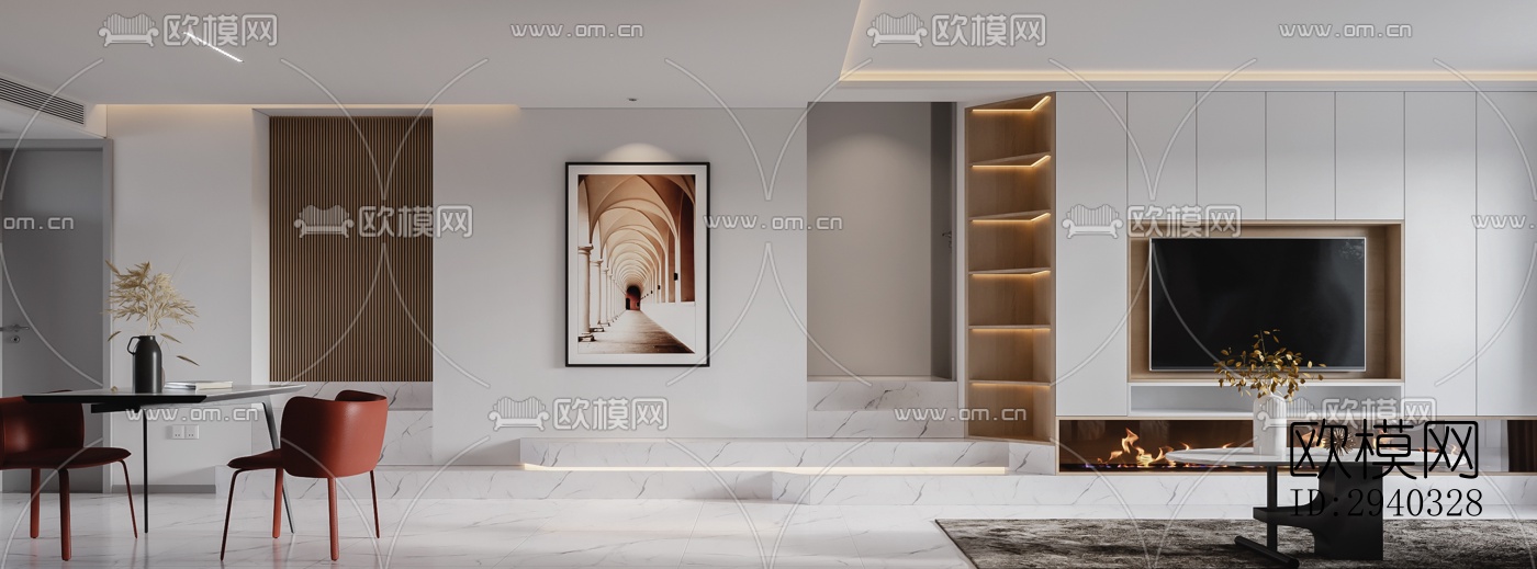 现代平层效果图下载（渲染图3）