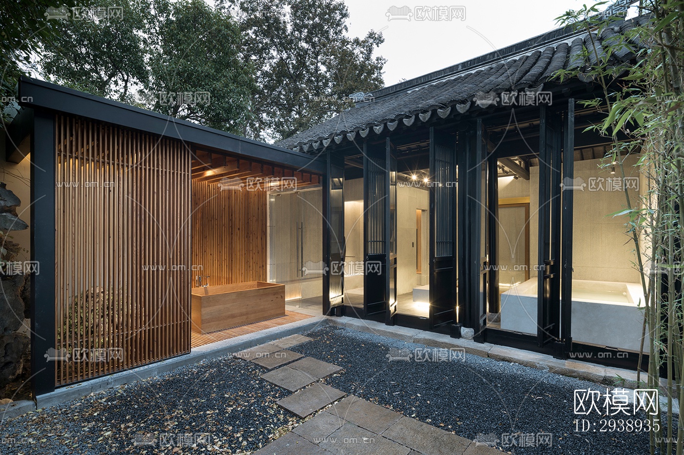 中式酒店民宿效果图下载（渲染图7）