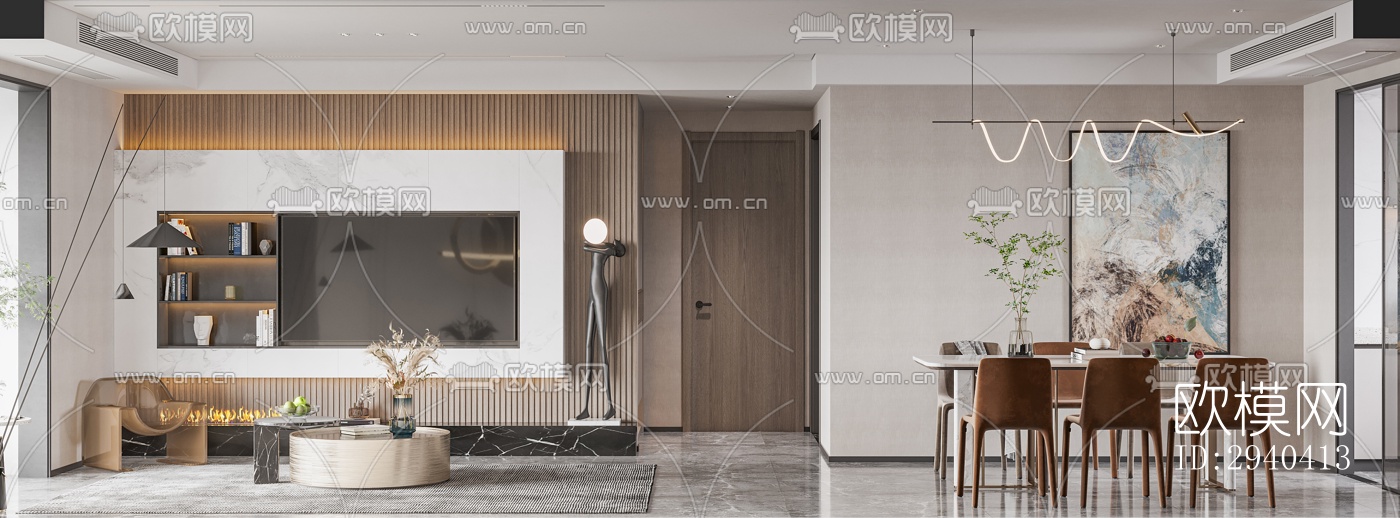 现代平层效果图下载（渲染图12）