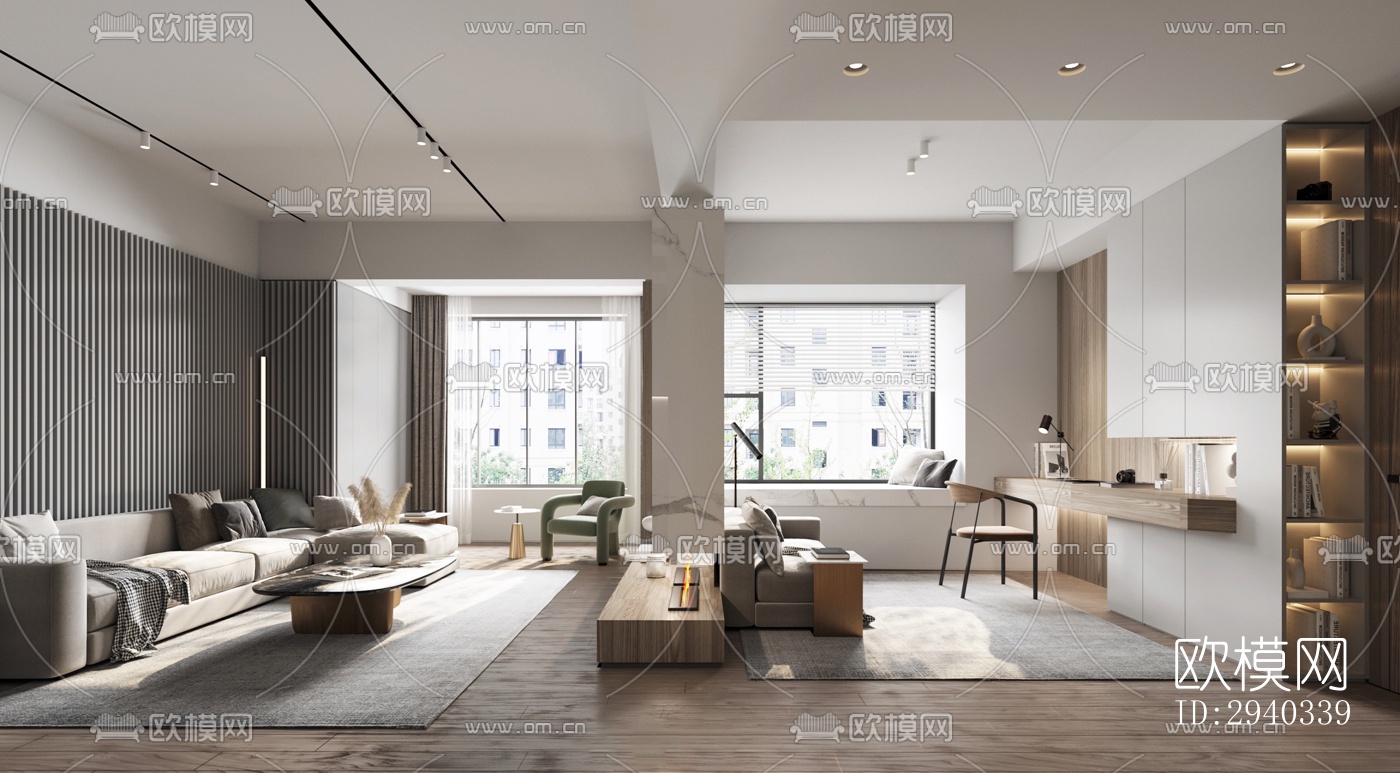 现代平层效果图下载（渲染图1）