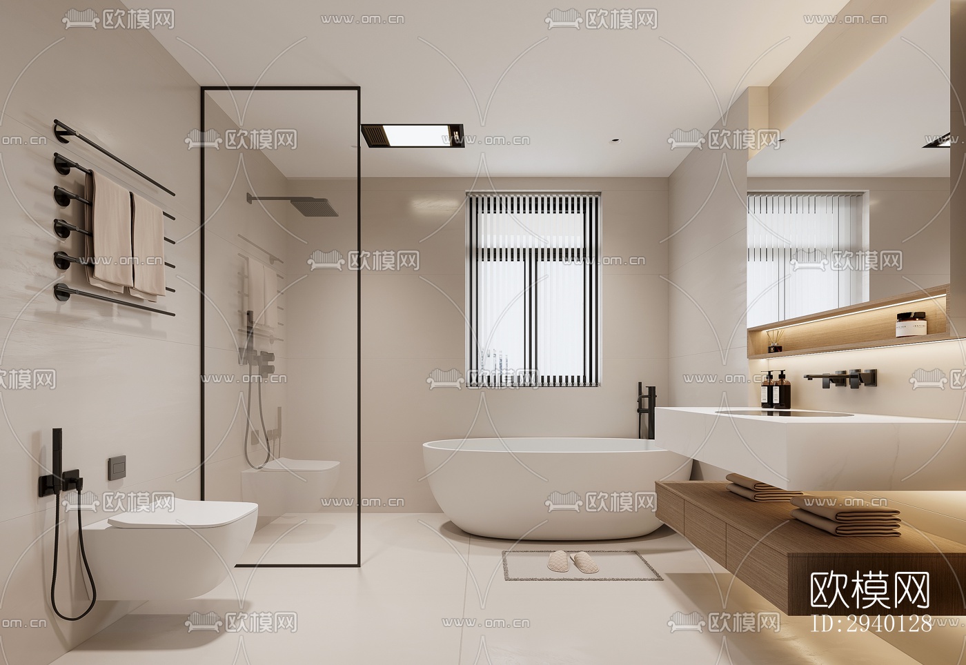 奶油风平层效果图下载（渲染图3）