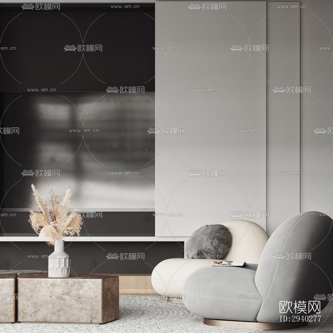 现代平层效果图下载（渲染图13）