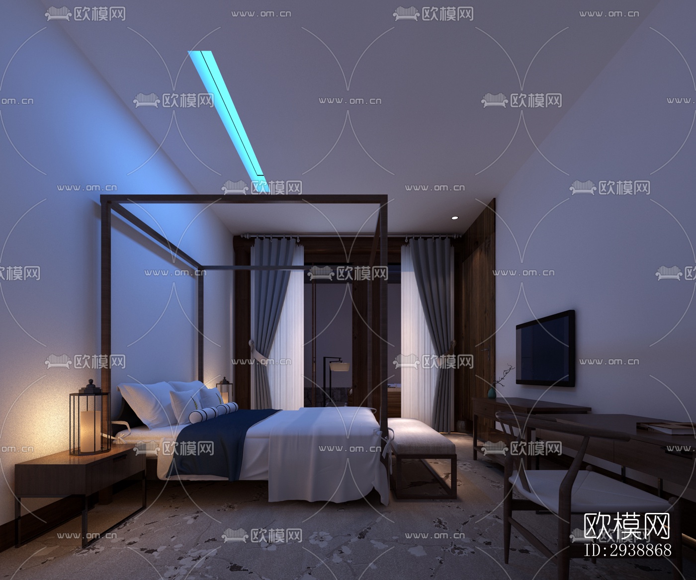 中式酒店民宿效果图下载（渲染图16）