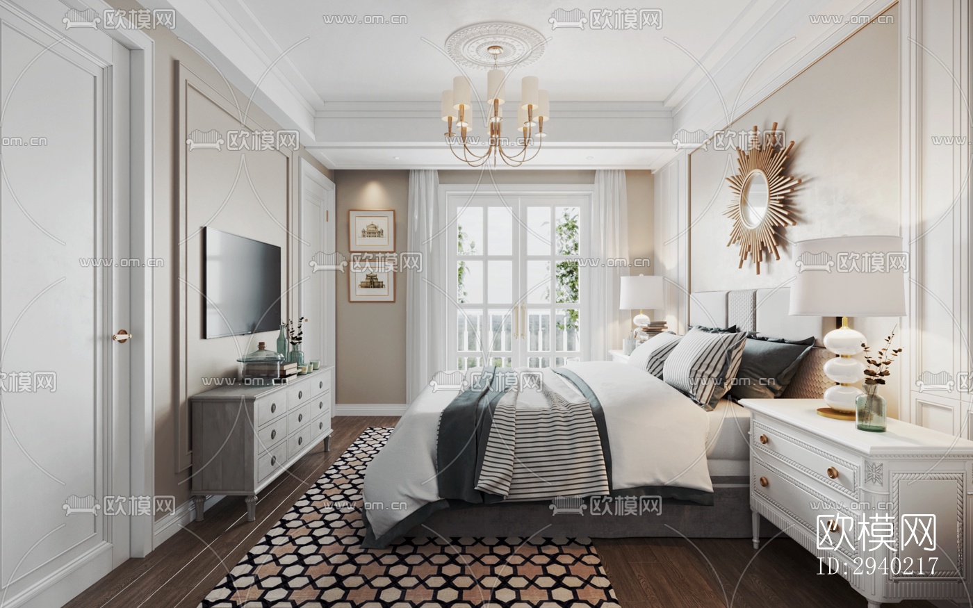 欧式平层效果图下载（渲染图2）