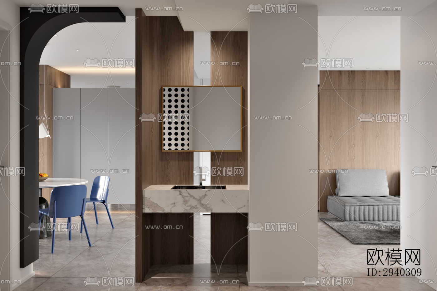 现代平层效果图下载（渲染图14）