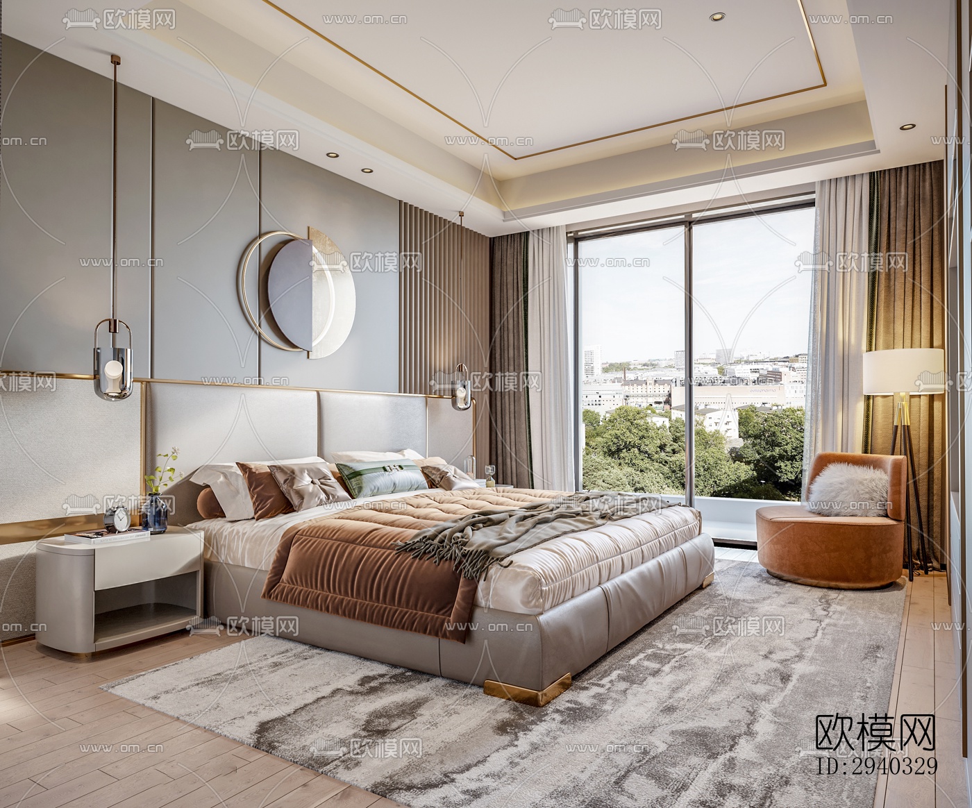 现代平层效果图下载（渲染图4）