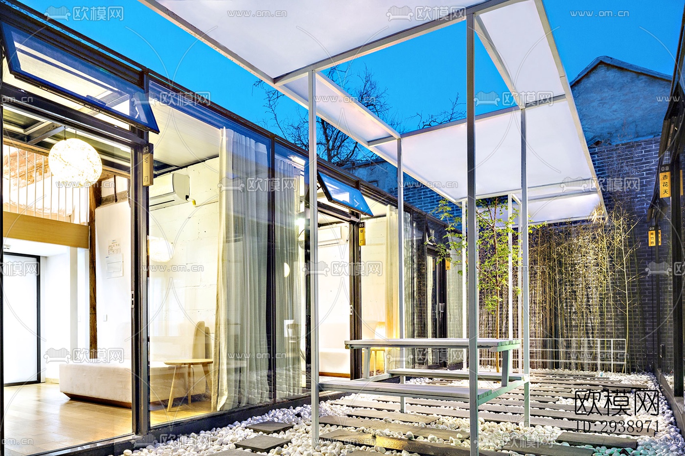 中式酒店民宿效果图下载（渲染图6）