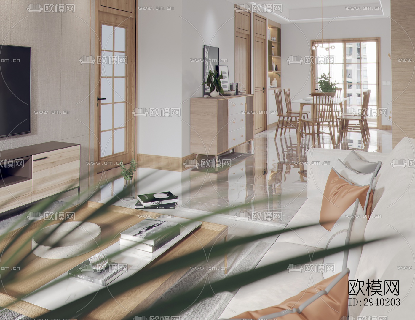 日式平层效果图下载（渲染图2）