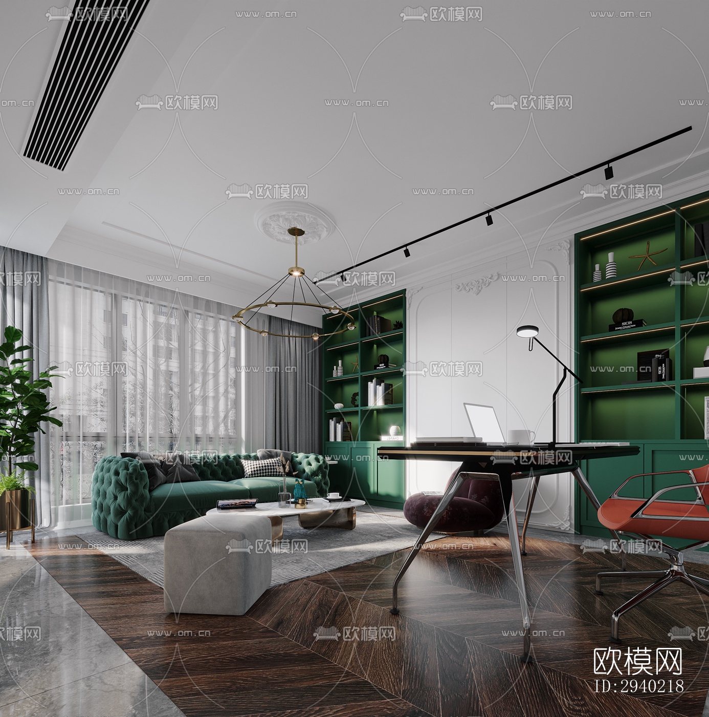 欧式平层效果图下载（渲染图5）