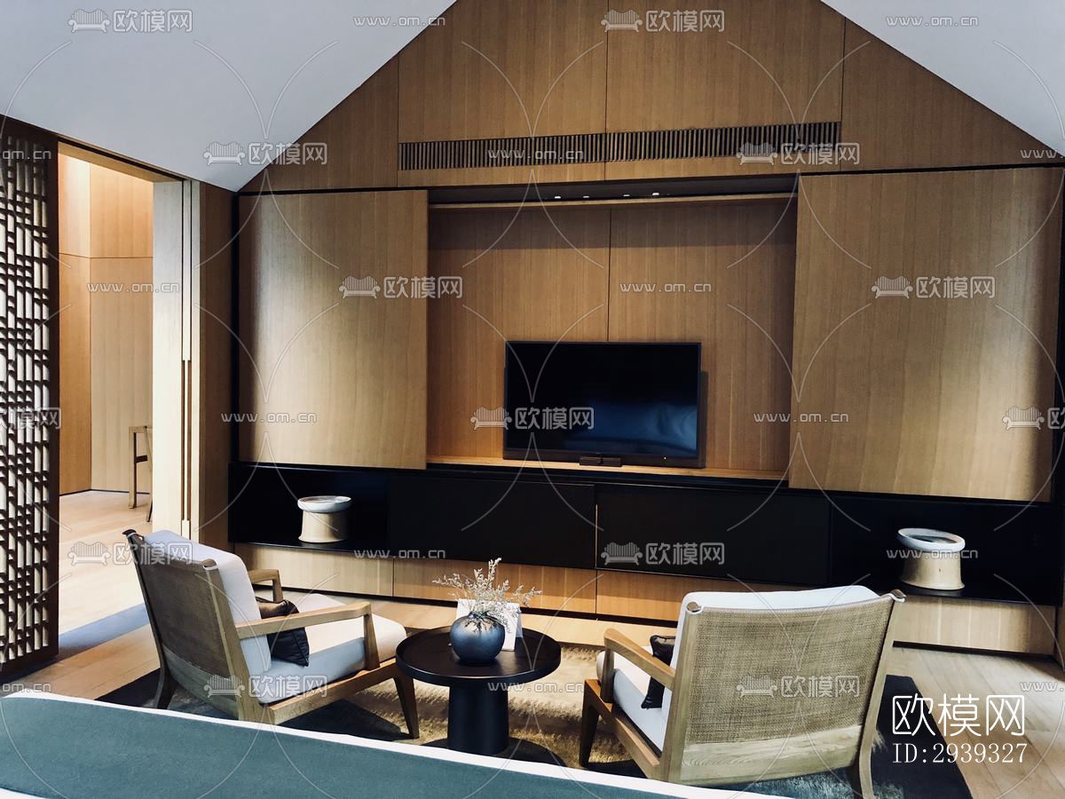 新中式酒店民宿效果图下载（渲染图3）