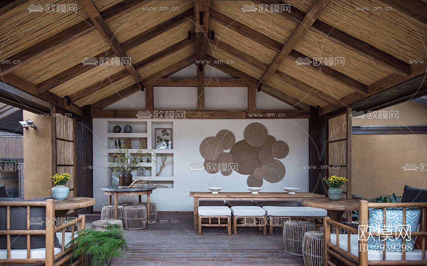 新中式酒店民宿效果图下载（渲染图15）