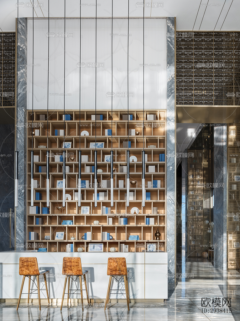 新中式售楼处效果图下载（渲染图3）