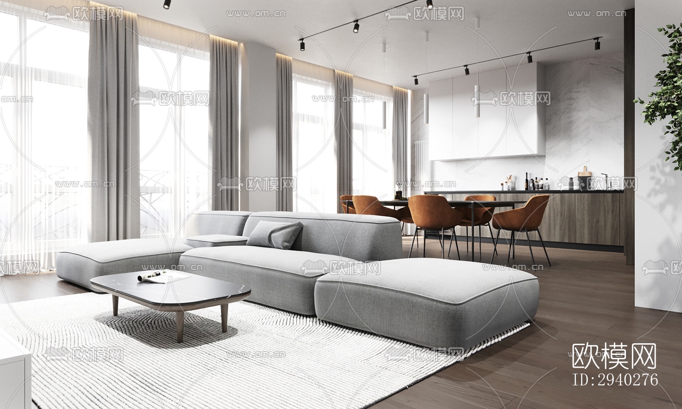 现代平层效果图下载（渲染图11）