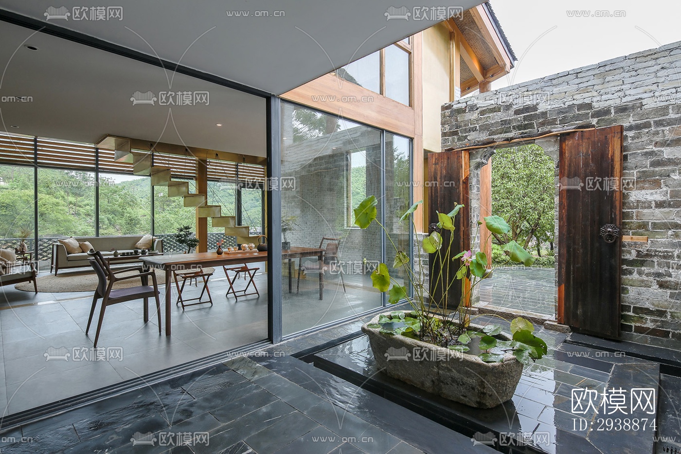 中式酒店民宿效果图下载（渲染图7）