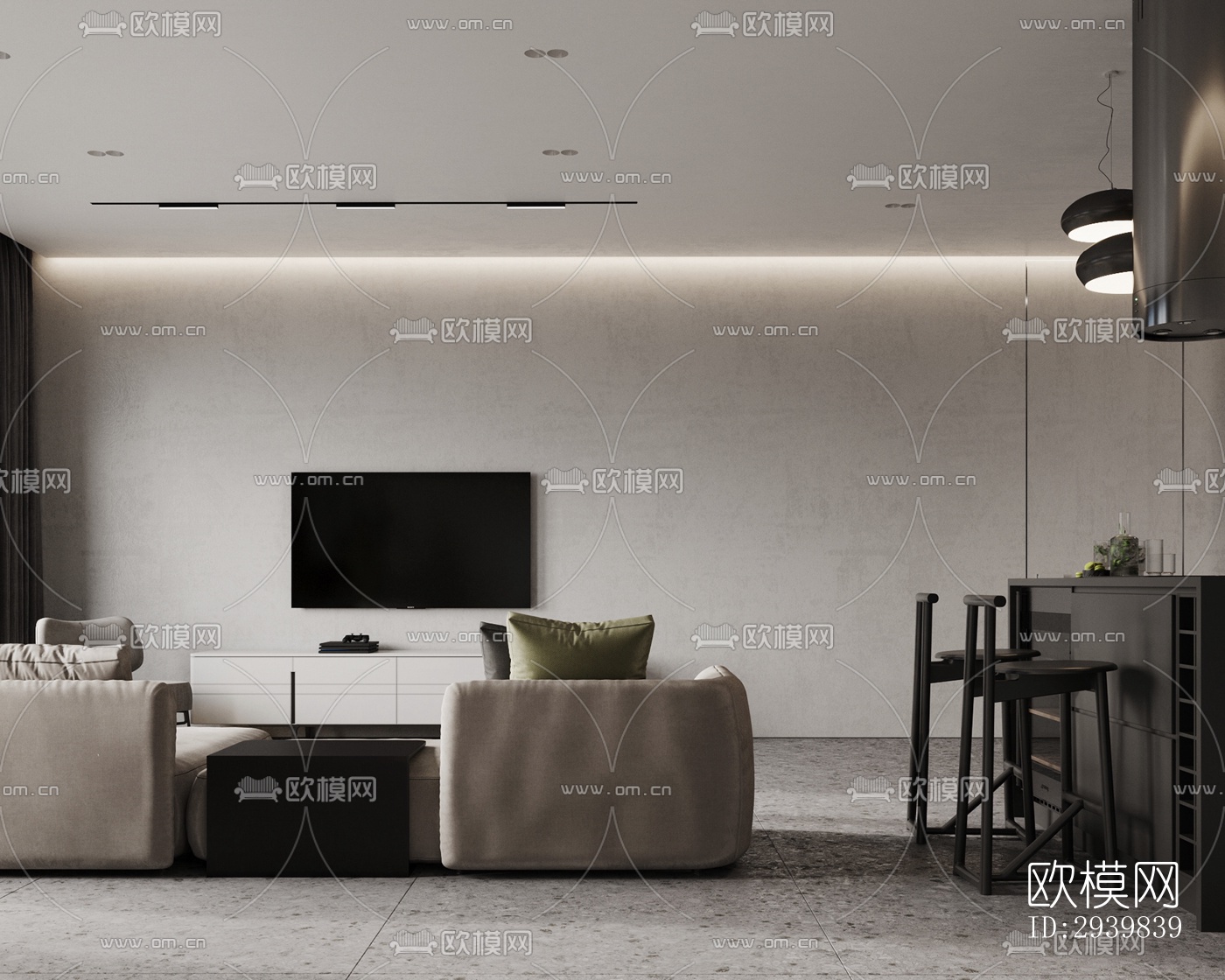 现代公寓效果图下载（渲染图5）